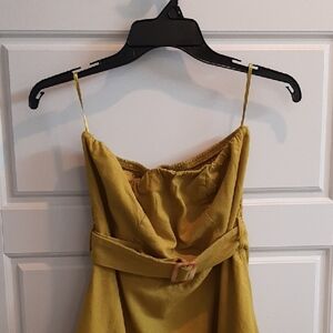 Elegant Strapless Yellow Dress